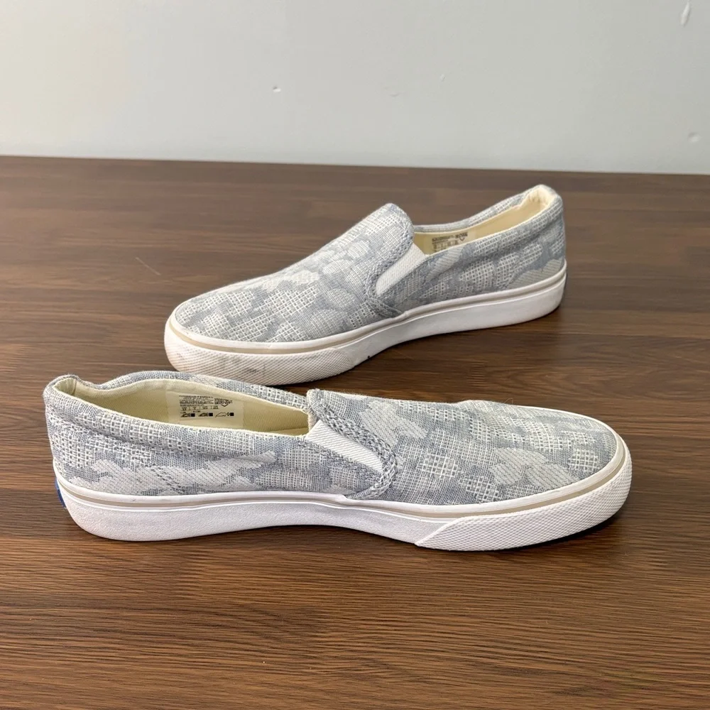 Keds Womens Double Decker Floral Jacquard Slip On Sneakers WF64618 Blue White
